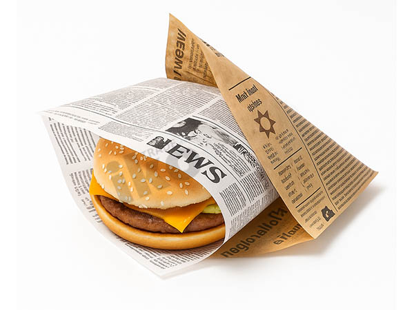 Vrećica za burger, NEWSPRINT, otvor s dvije strane, 250x250mm, 500/1