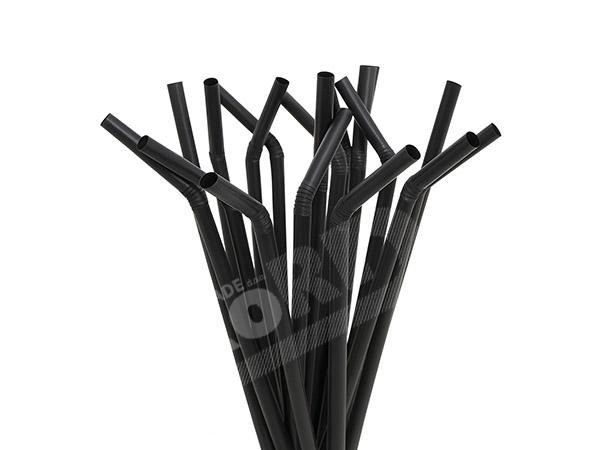 Plastična slamka, crna s pregibom, 240x5mm, 1000/1